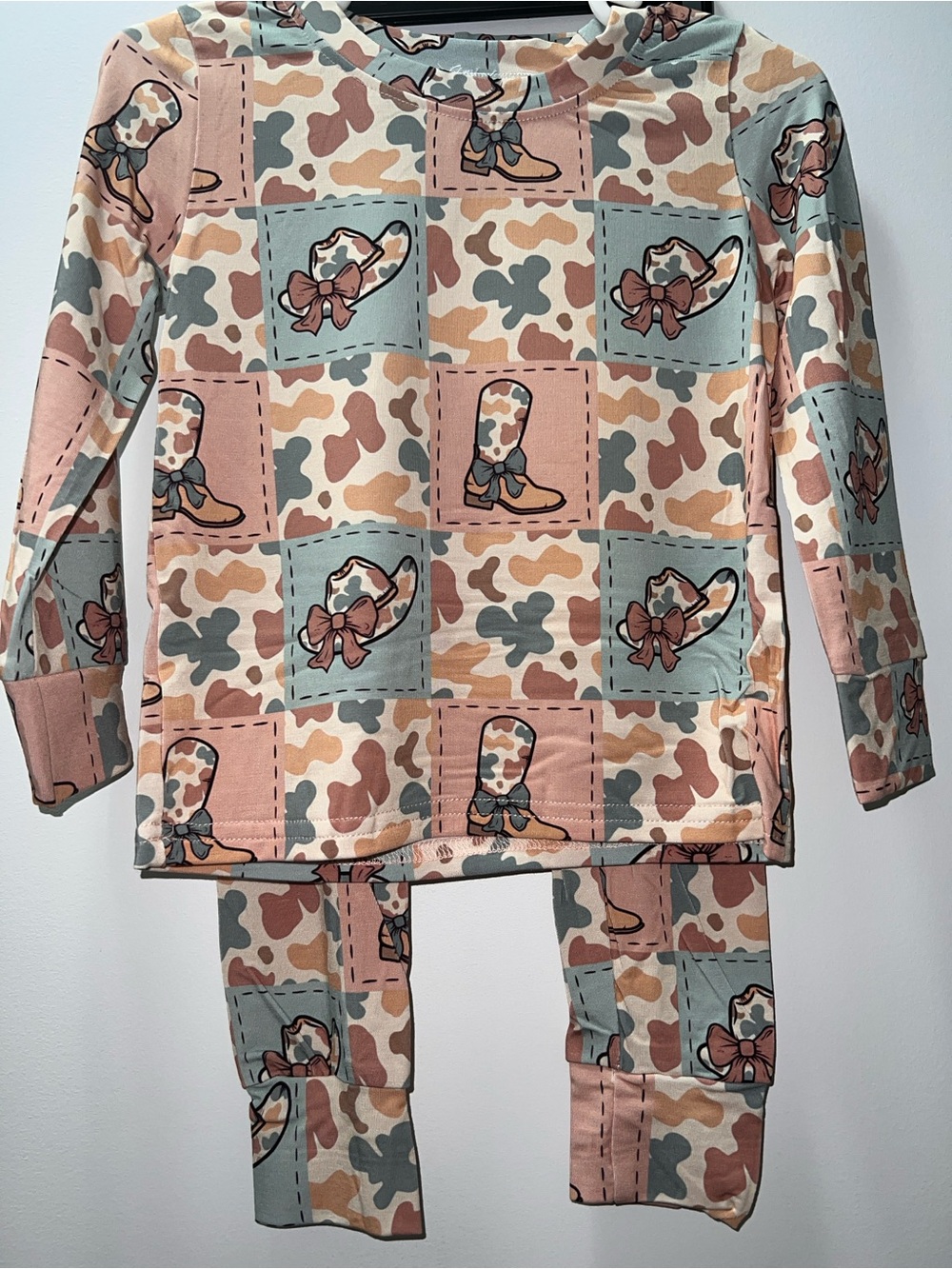 Girls' Two-Piece Long Sleeve Western Camouflage Bamboo PJ Set